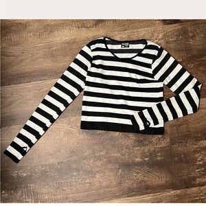 Killstar Beetlejuice Striped Crop Top w/ Thumbholes L/XL